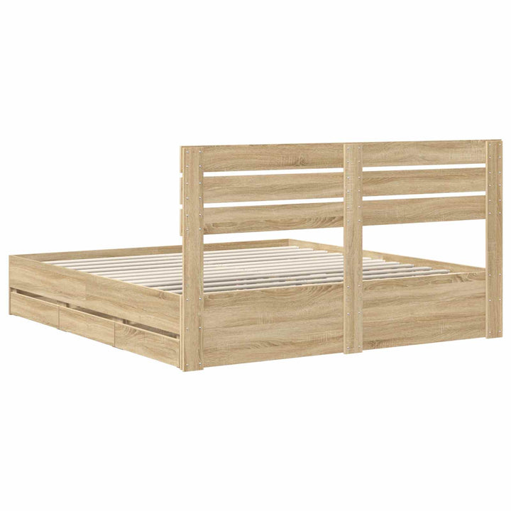 Sengestel med skuffe Sonoma eg 200 x 200 cm Ingeniørtræ