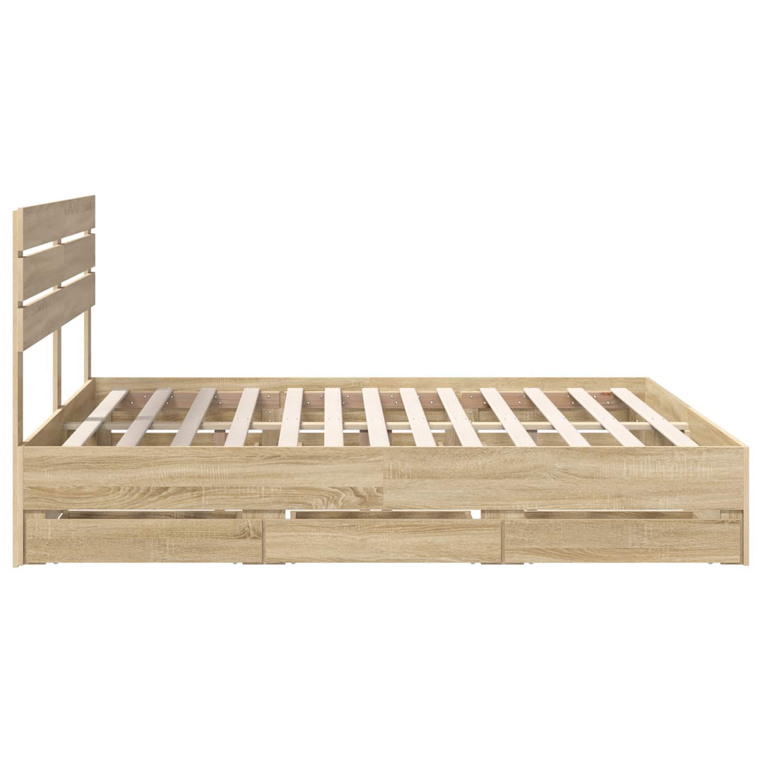 Sengestel med skuffe Sonoma eg 200 x 200 cm Ingeniørtræ
