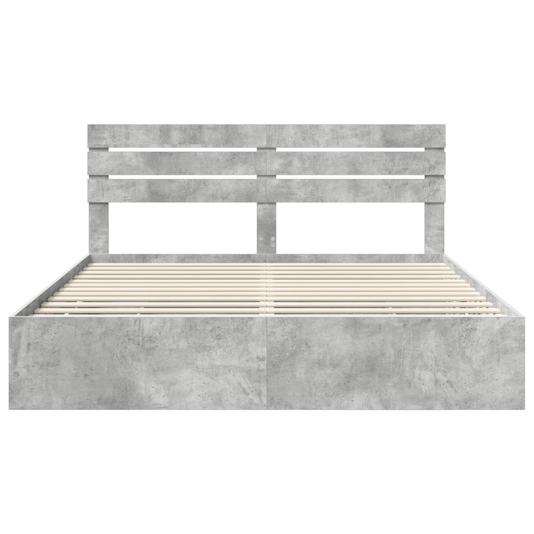 Sengestel med skuffe Beton Grå 200 x 200 cm Ingeniørtræ