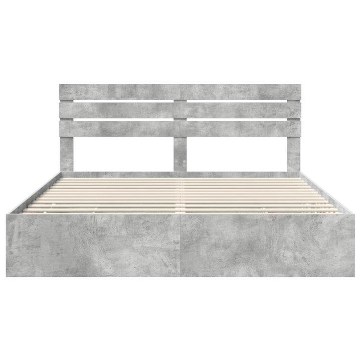 Sengestel med skuffe Beton Grå 200 x 200 cm Ingeniørtræ