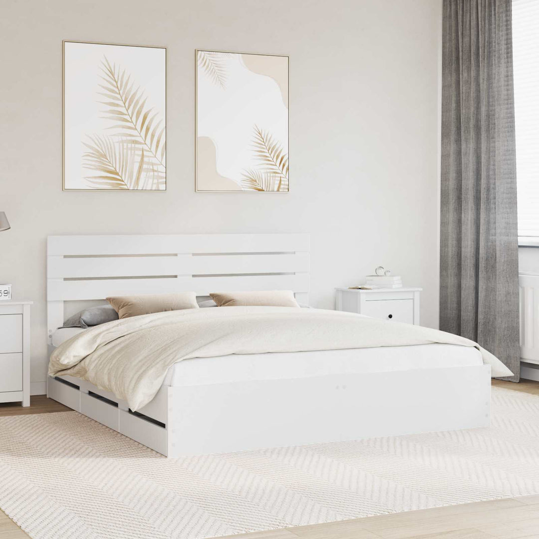 Sengestel med skuffe Hvid 180 x 200 cm Ingeniørtræ