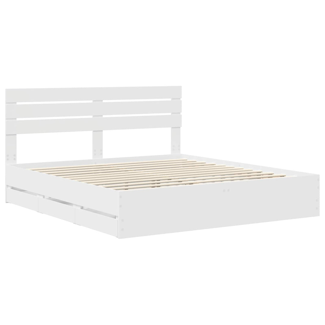 Sengestel med skuffe Hvid 180 x 200 cm Ingeniørtræ