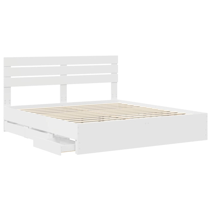 Sengestel med skuffe Hvid 180 x 200 cm Ingeniørtræ
