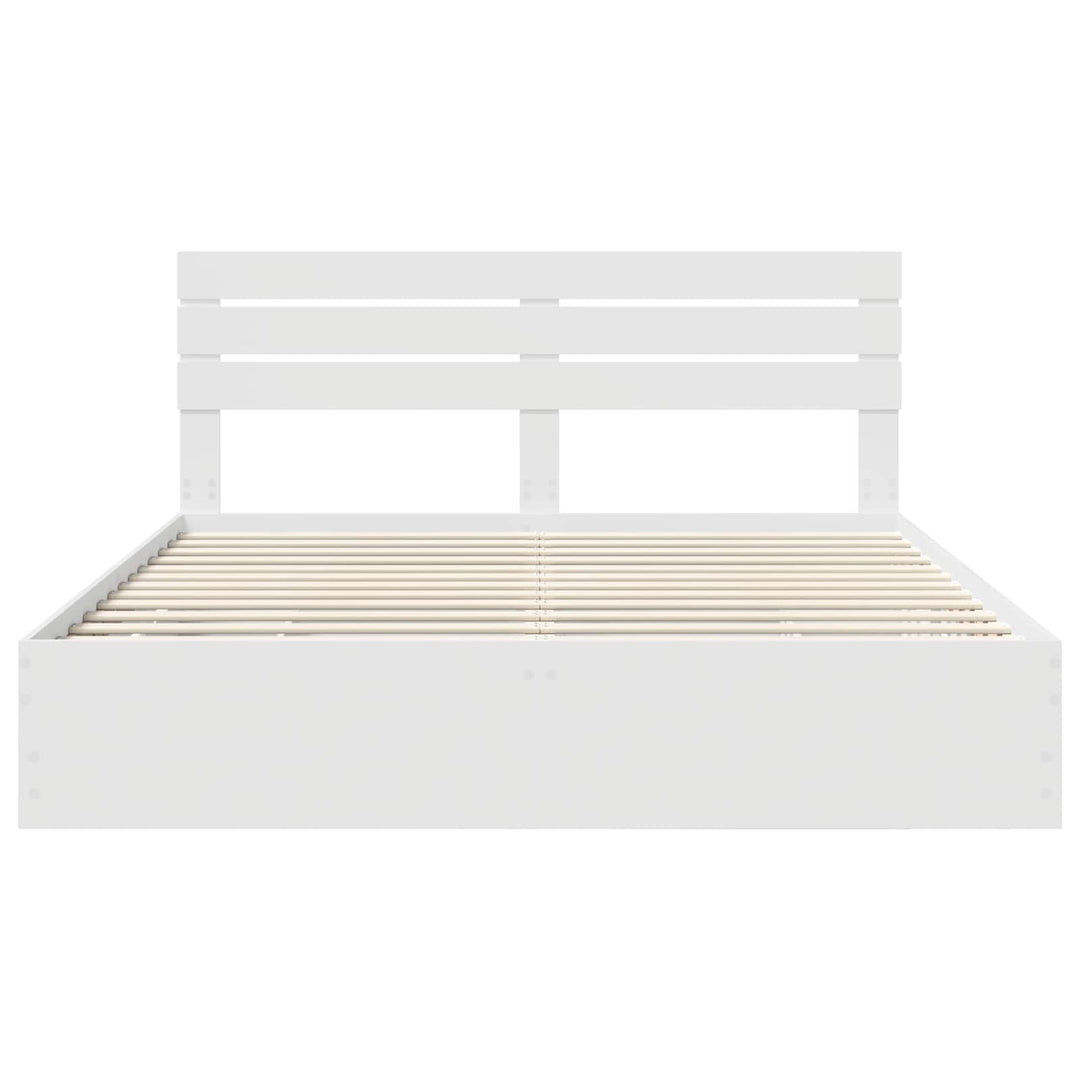 Sengestel med skuffe Hvid 180 x 200 cm Ingeniørtræ