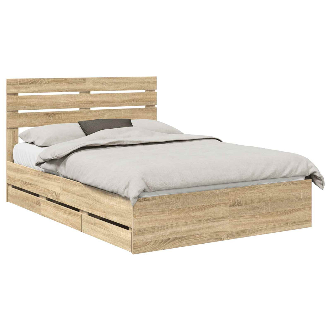 Sengestel med skuffe Sonoma eg 160 x 200 cm Ingeniørtræ