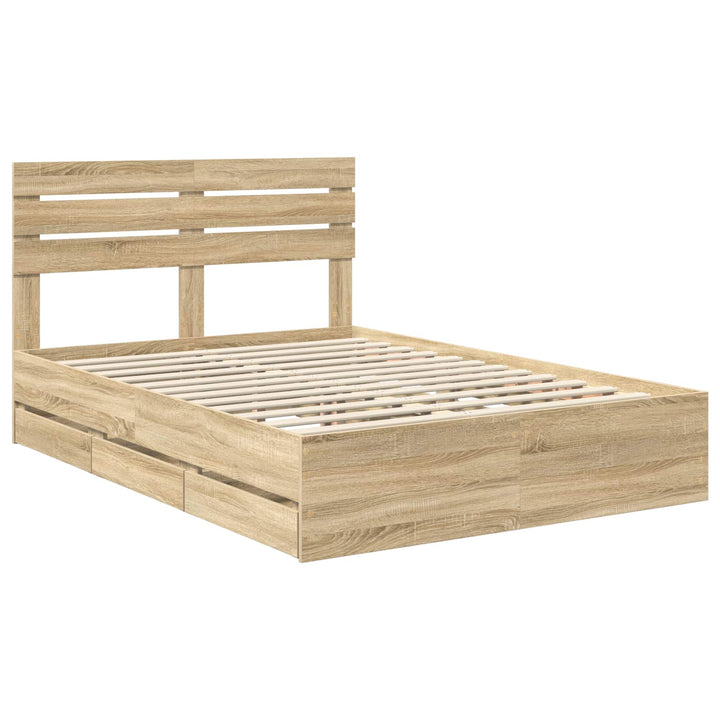 Sengestel med skuffe Sonoma eg 160 x 200 cm Ingeniørtræ