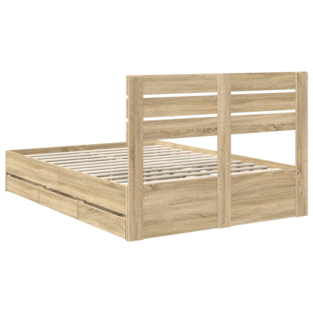 Sengestel med skuffe Sonoma eg 160 x 200 cm Ingeniørtræ