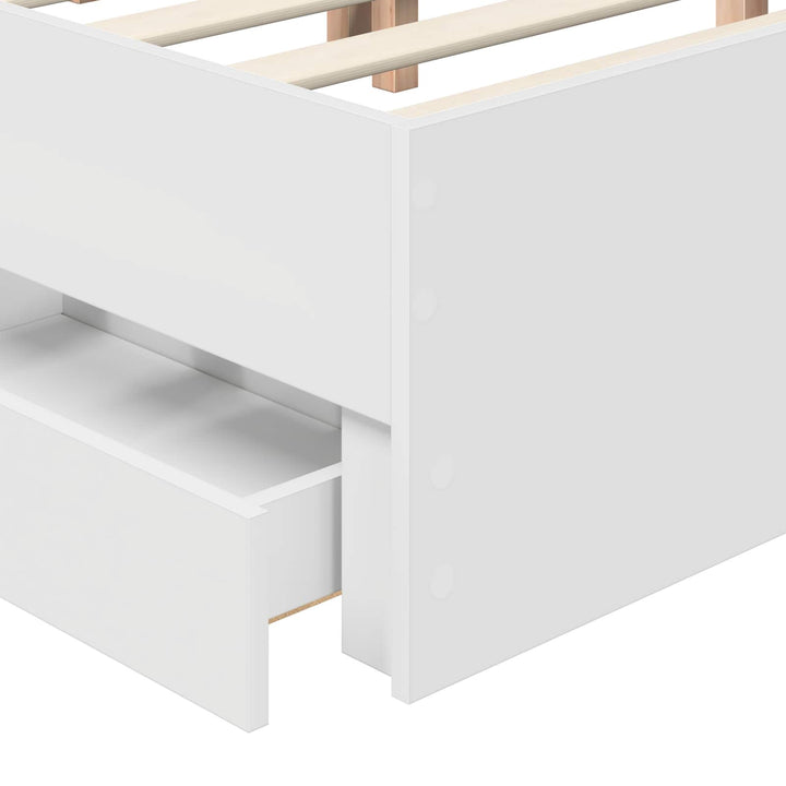 Sengestel med skuffe Hvid 150 x 200 cm Ingeniørtræ