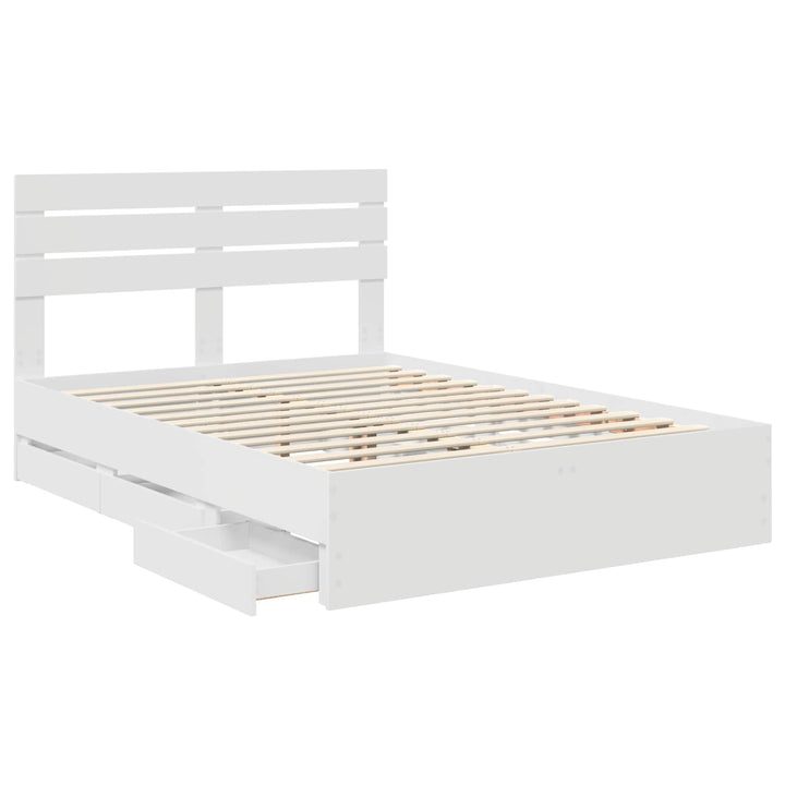 Sengestel med skuffe Hvid 150 x 200 cm Ingeniørtræ