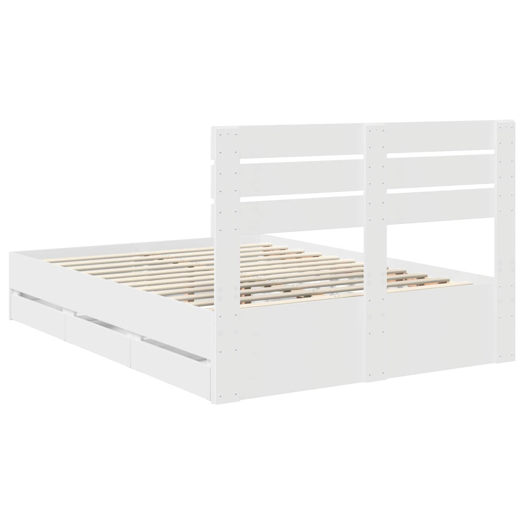 Sengestel med skuffe Hvid 150 x 200 cm Ingeniørtræ