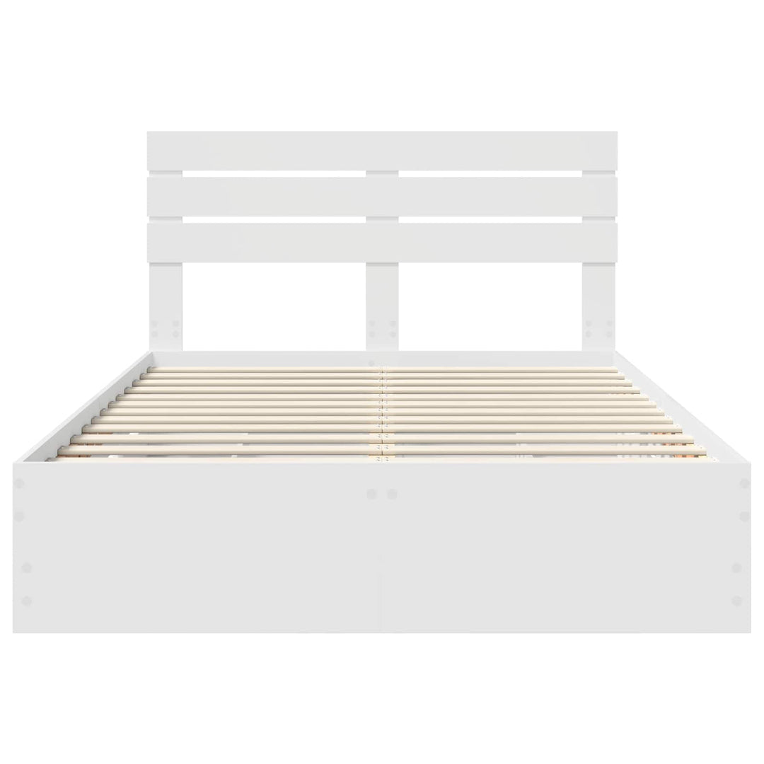 Sengestel med skuffe Hvid 150 x 200 cm Ingeniørtræ