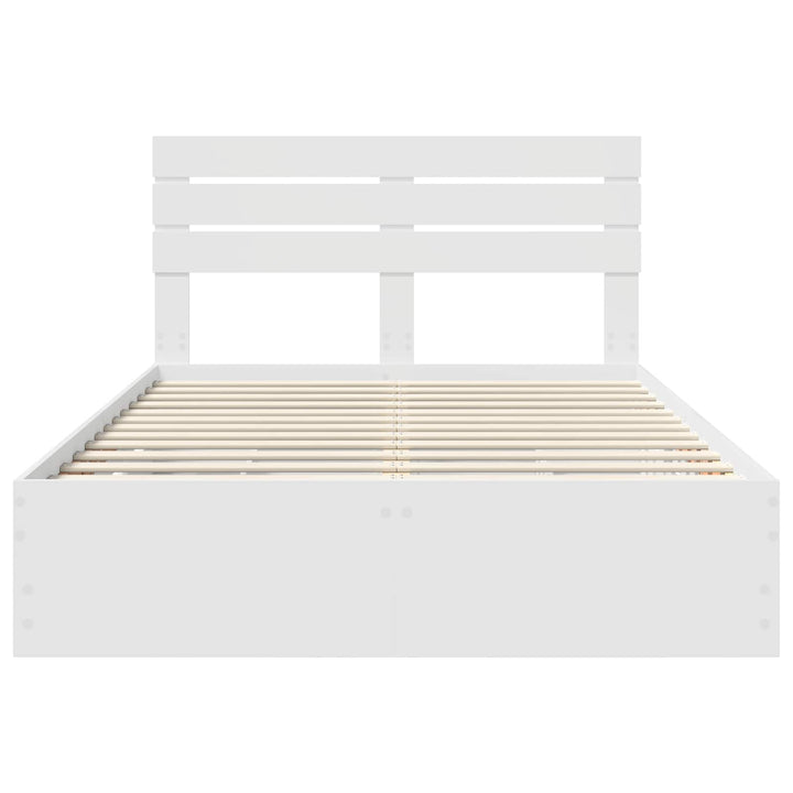Sengestel med skuffe Hvid 150 x 200 cm Ingeniørtræ