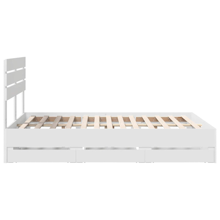 Sengestel med skuffe Hvid 150 x 200 cm Ingeniørtræ