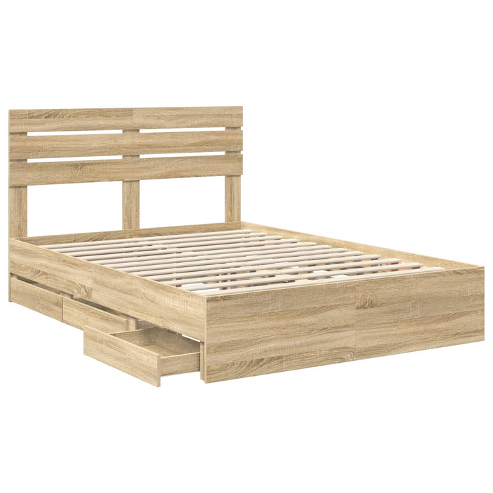 Sengestel med skuffe Sonoma eg 150 x 200 cm Ingeniørtræ