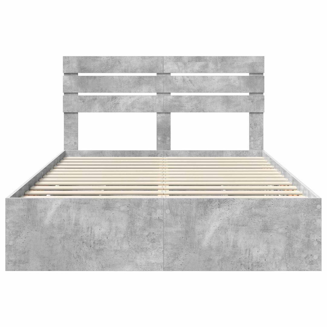 Sengestel med skuffe Beton Grå 140 x 190 cm Ingeniørtræ
