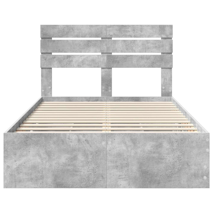 Sengestel med skuffe Beton Grå 135 x 190 cm Ingeniørtræ