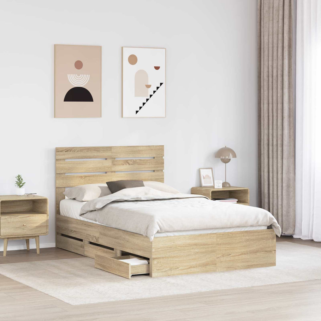 Sengestel med skuffe Sonoma eg 120 x 190 cm Ingeniørtræ