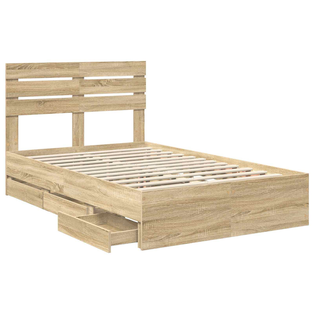 Sengestel med skuffe Sonoma eg 120 x 190 cm Ingeniørtræ