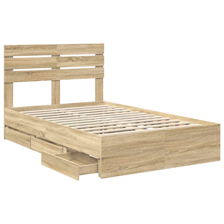 Sengestel med skuffe Sonoma eg 120 x 190 cm Ingeniørtræ