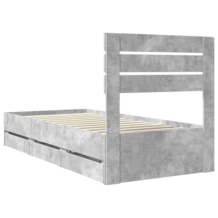 Sengestel med skuffe Beton Grå 90 x 200 cm Ingeniørtræ