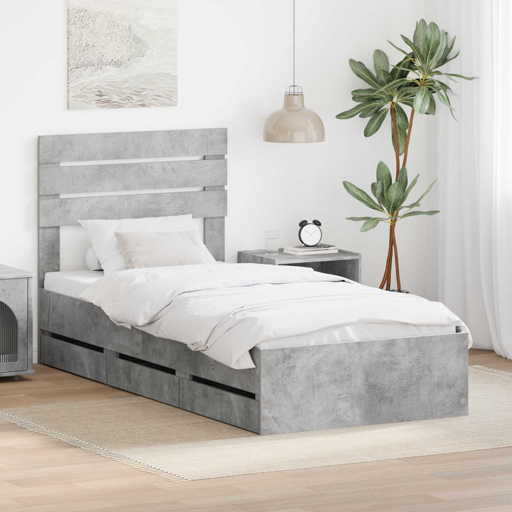 Sengestel med skuffe Beton Grå 90 x 190 cm Ingeniørtræ