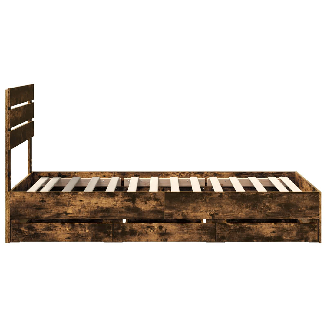 Sengestel med skuffe Røget eg 90 x 190 cm Ingeniørtræ