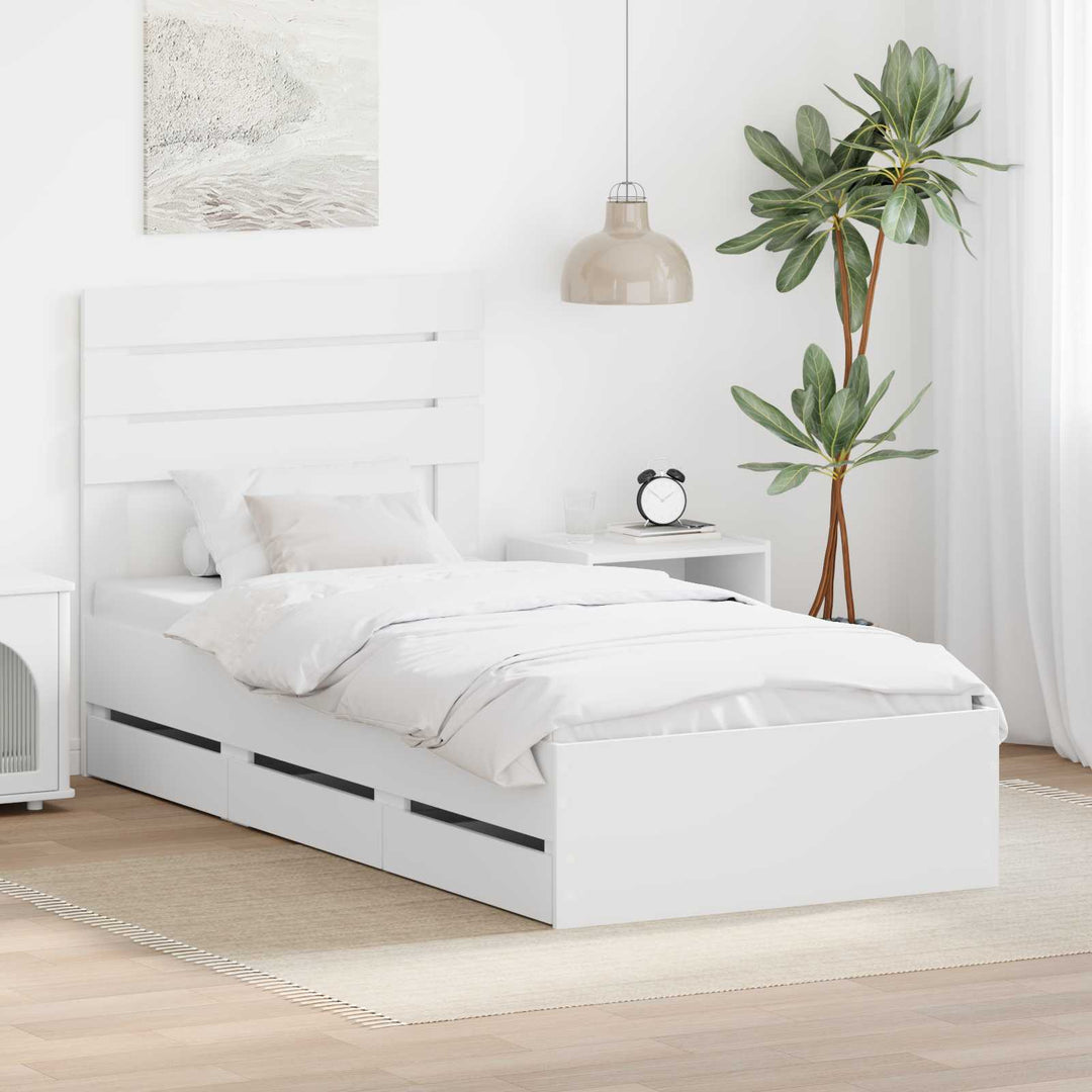 Sengestel med skuffe Hvid 75 x 190 cm Ingeniørtræ