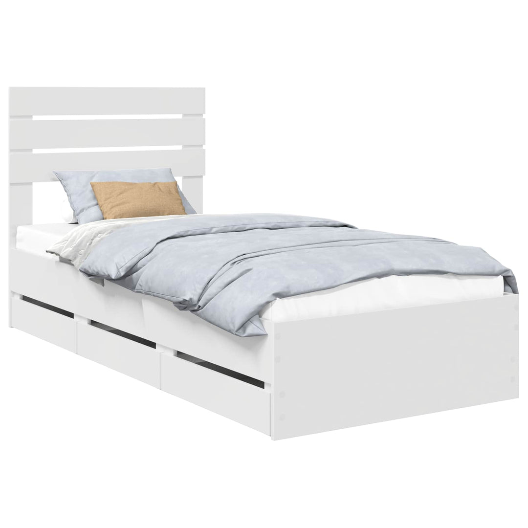 Sengestel med skuffe Hvid 75 x 190 cm Ingeniørtræ
