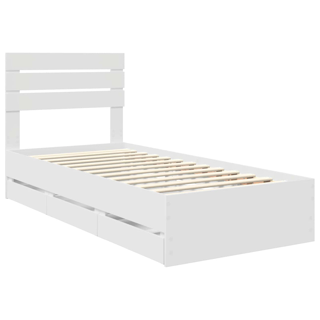 Sengestel med skuffe Hvid 75 x 190 cm Ingeniørtræ