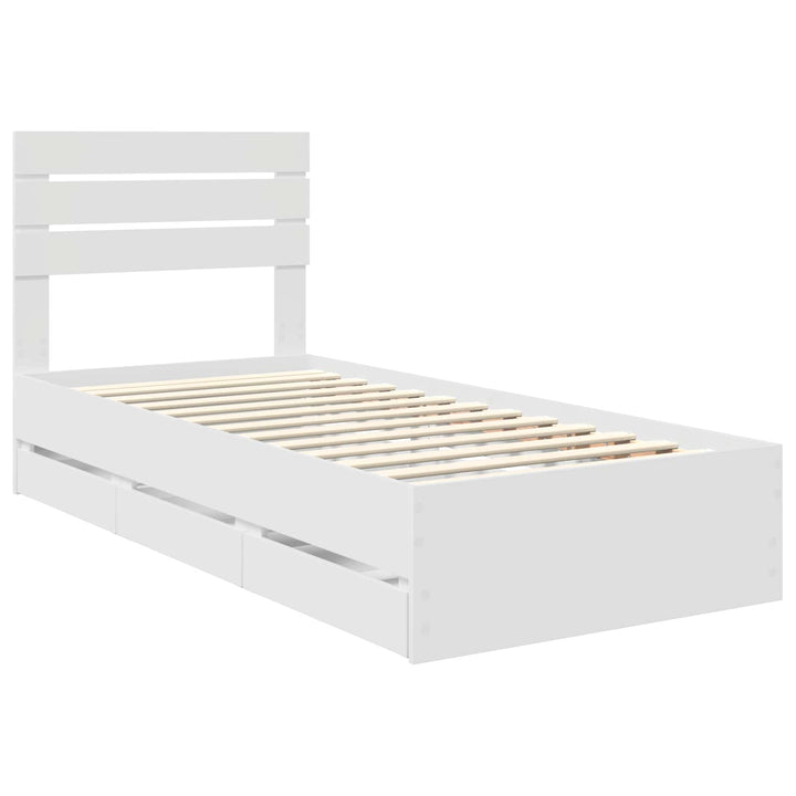 Sengestel med skuffe Hvid 75 x 190 cm Ingeniørtræ