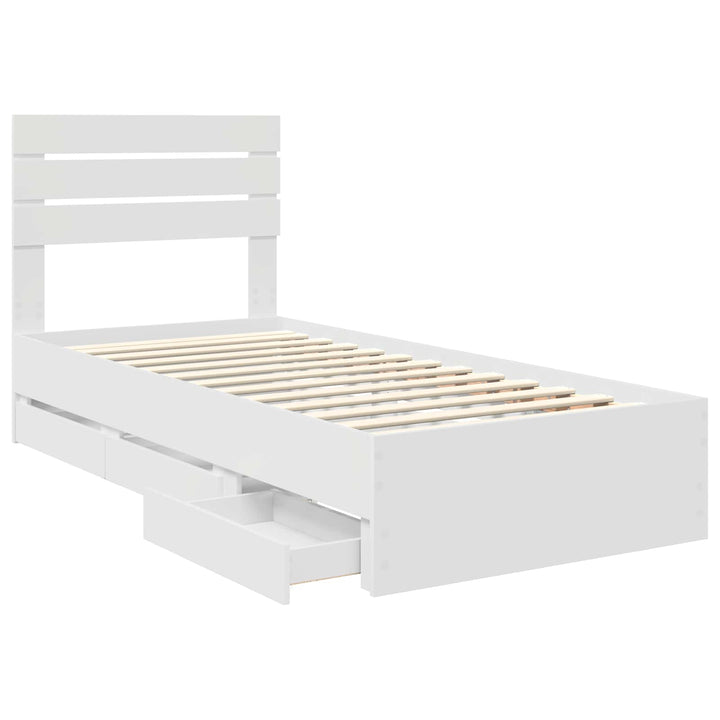 Sengestel med skuffe Hvid 75 x 190 cm Ingeniørtræ