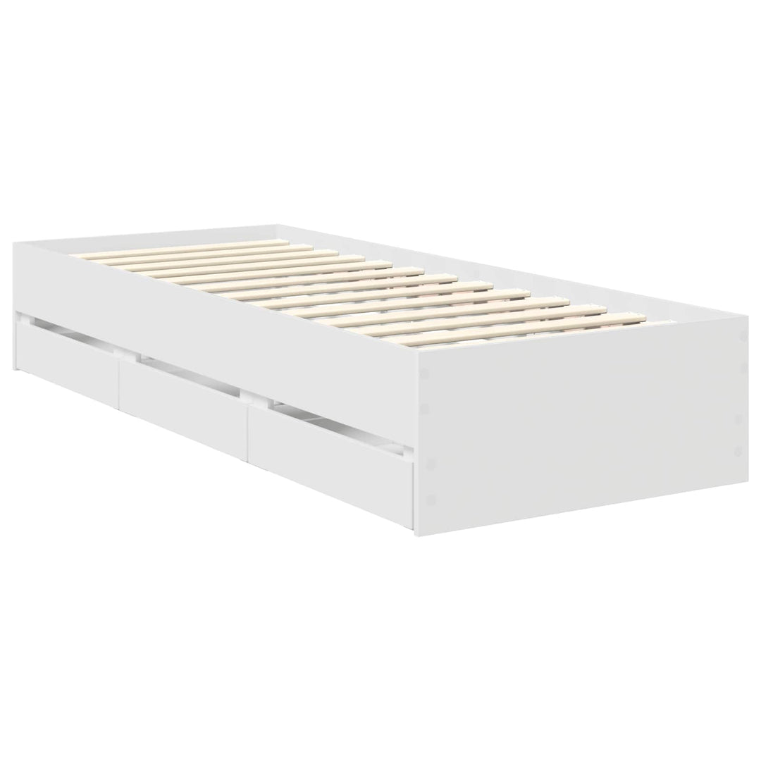 Sengestel med skuffe Hvid 75 x 190 cm Ingeniørtræ