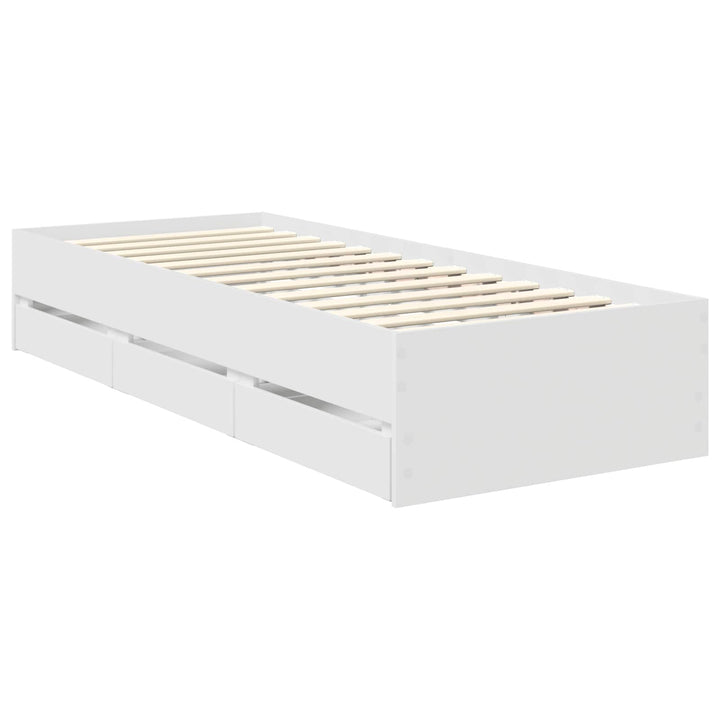 Sengestel med skuffe Hvid 75 x 190 cm Ingeniørtræ