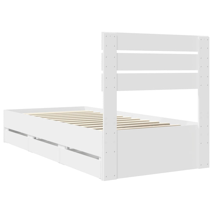 Sengestel med skuffe Hvid 75 x 190 cm Ingeniørtræ