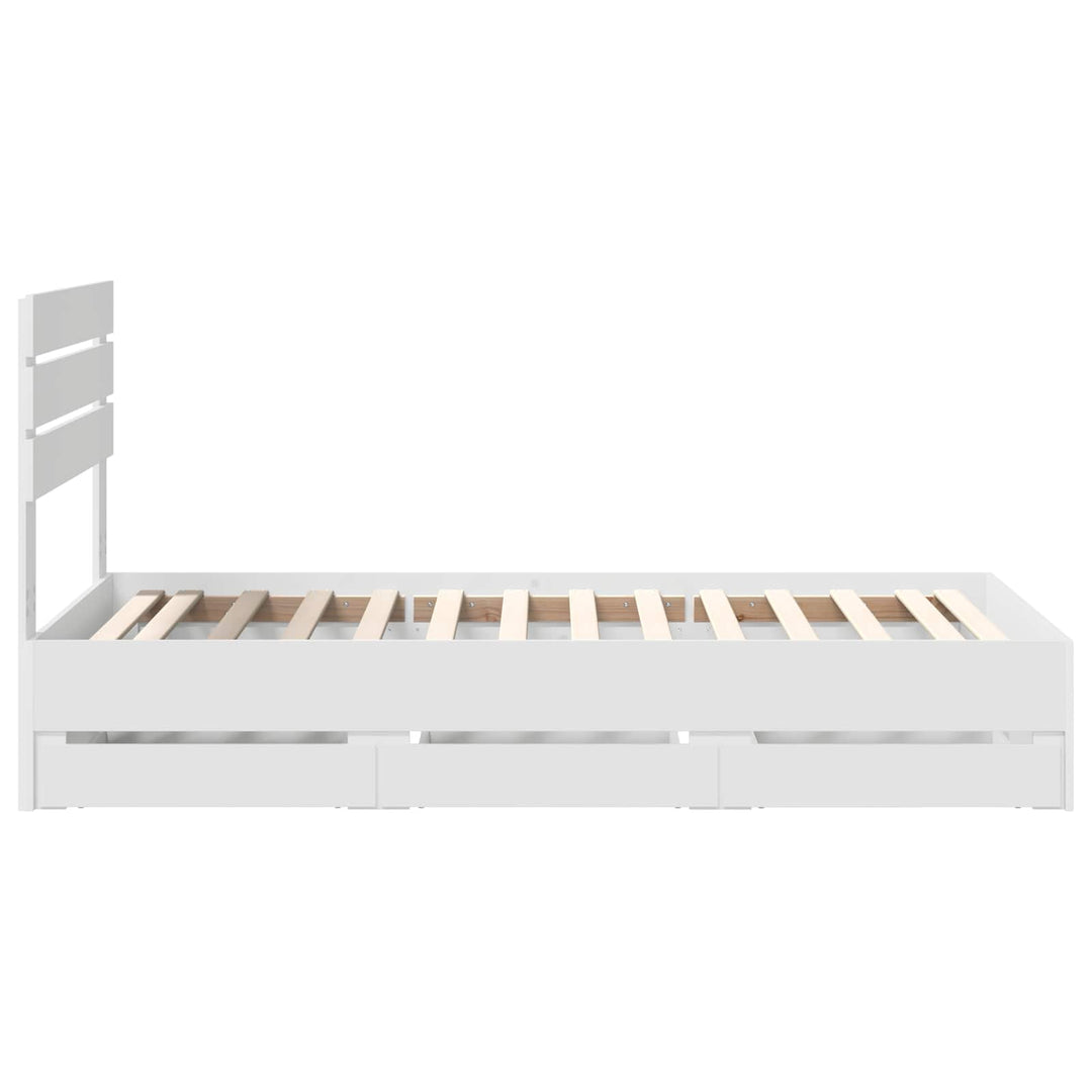 Sengestel med skuffe Hvid 75 x 190 cm Ingeniørtræ