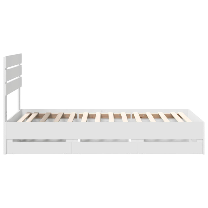 Sengestel med skuffe Hvid 75 x 190 cm Ingeniørtræ