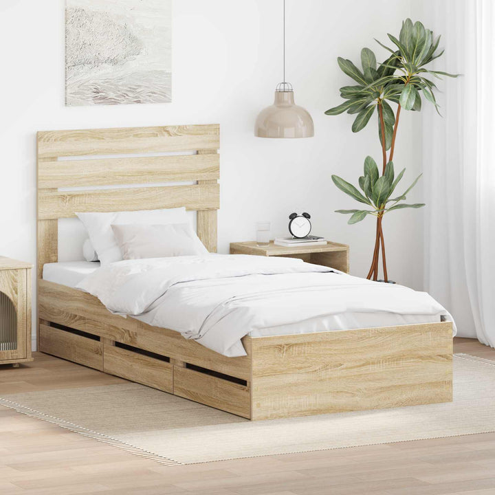 Sengestel med skuffe Sonoma eg 75 x 190 cm Ingeniørtræ