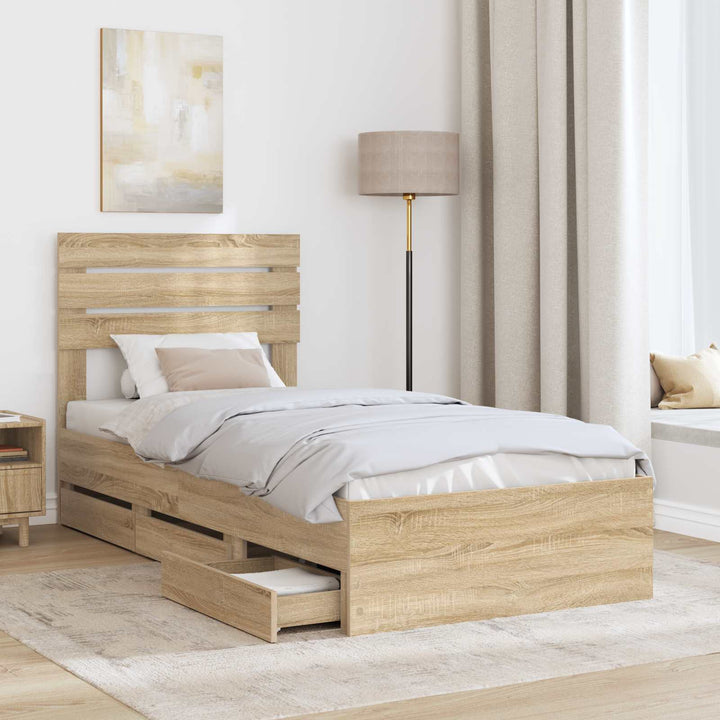 Sengestel med skuffe Sonoma eg 75 x 190 cm Ingeniørtræ