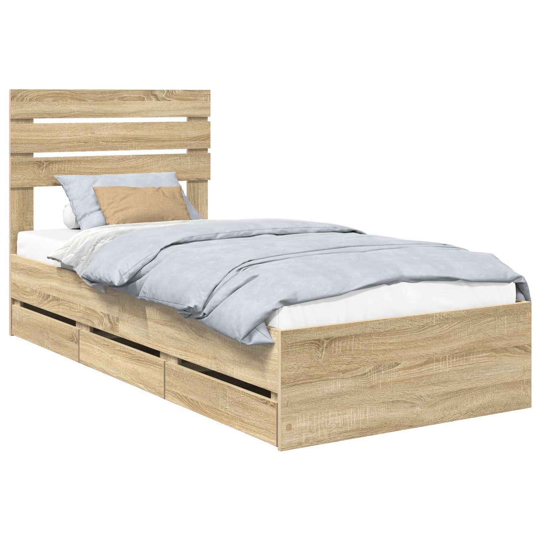 Sengestel med skuffe Sonoma eg 75 x 190 cm Ingeniørtræ