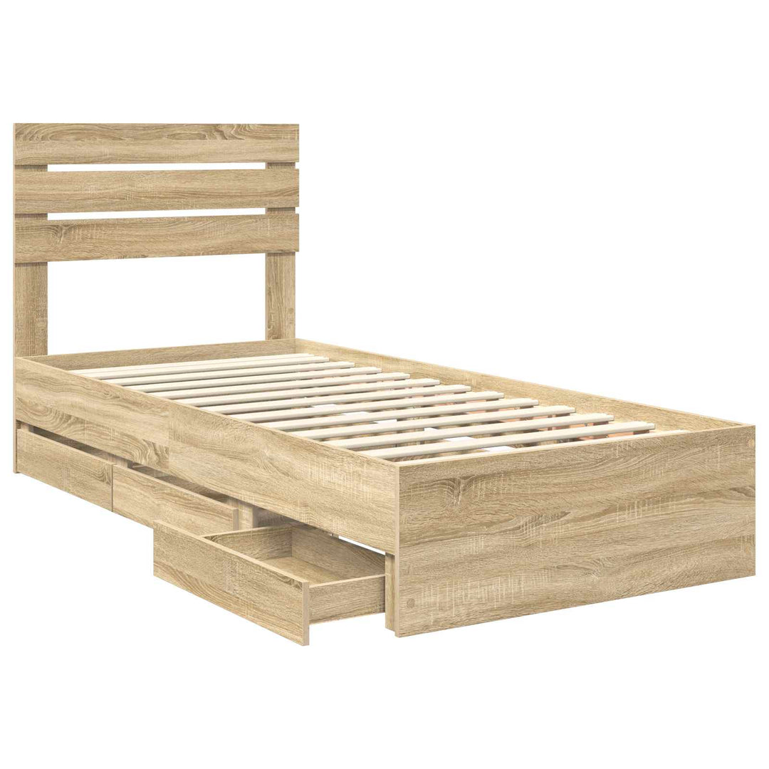 Sengestel med skuffe Sonoma eg 75 x 190 cm Ingeniørtræ