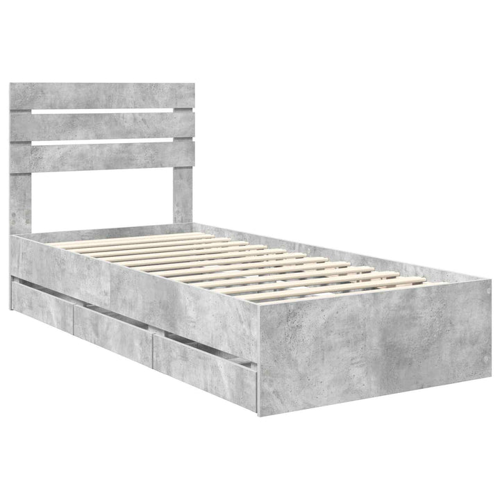 Sengestel med skuffe Beton Grå 75 x 190 cm Ingeniørtræ