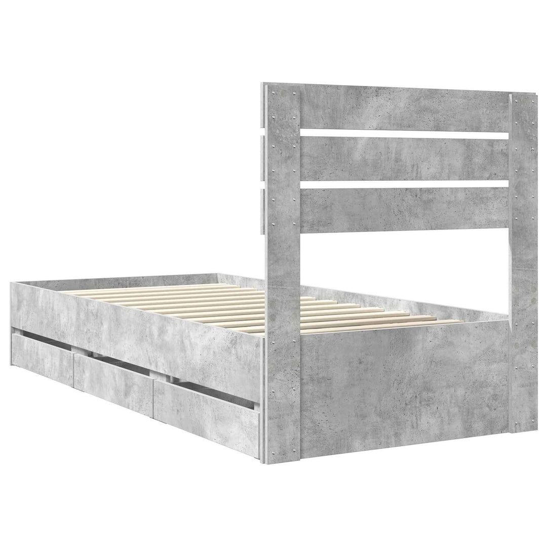 Sengestel med skuffe Beton Grå 75 x 190 cm Ingeniørtræ