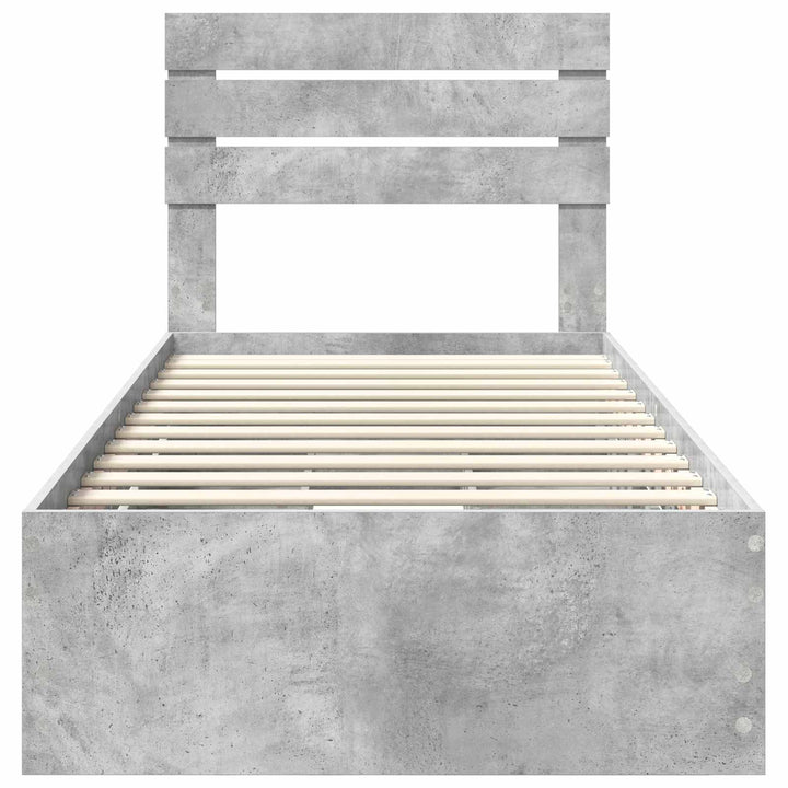 Sengestel med skuffe Beton Grå 75 x 190 cm Ingeniørtræ