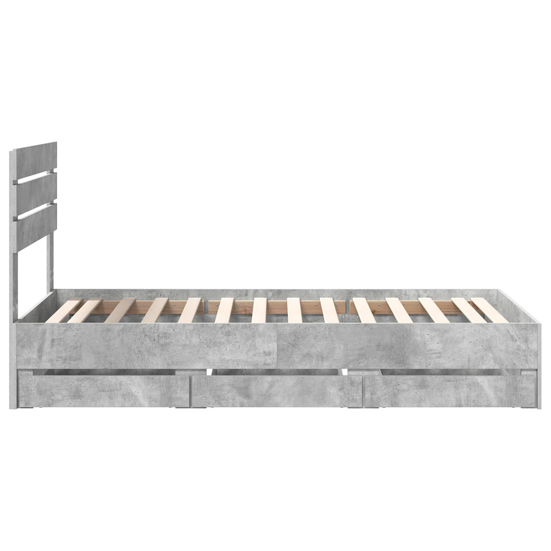 Sengestel med skuffe Beton Grå 75 x 190 cm Ingeniørtræ