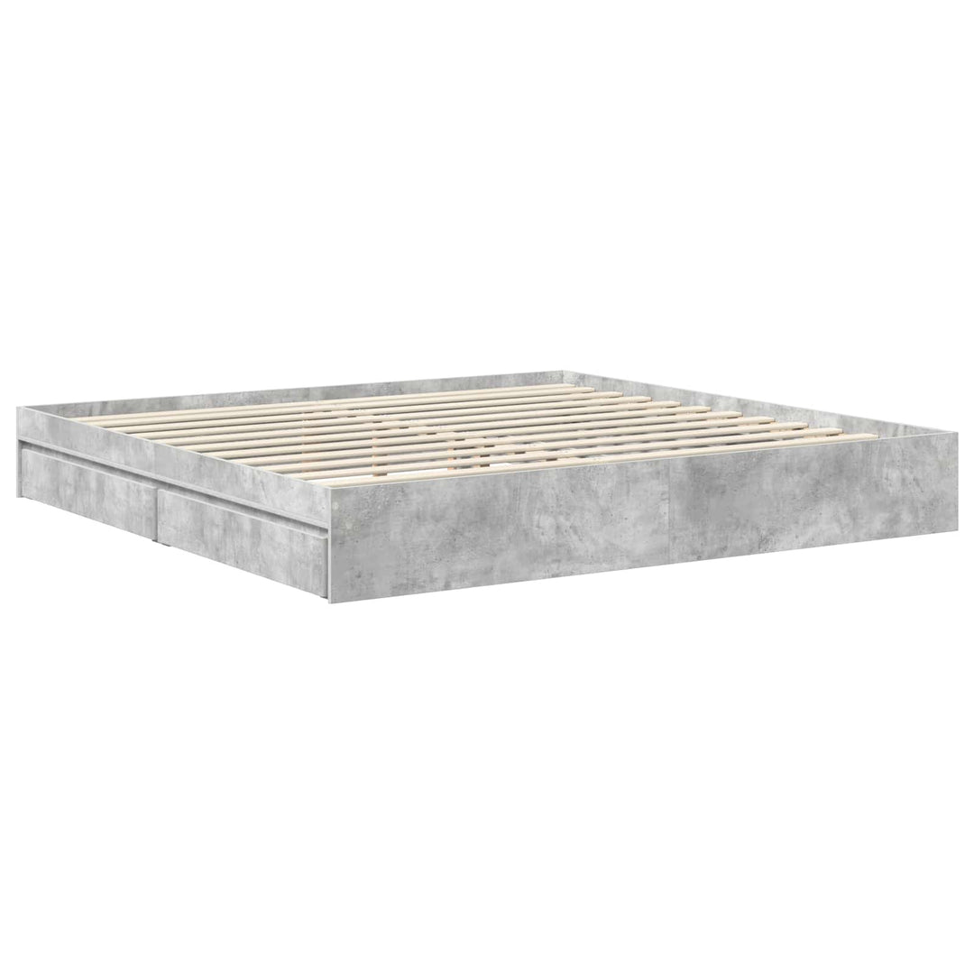 Opbevaringsseng Beton Grå 200 x 200 cm Konstrueret træ