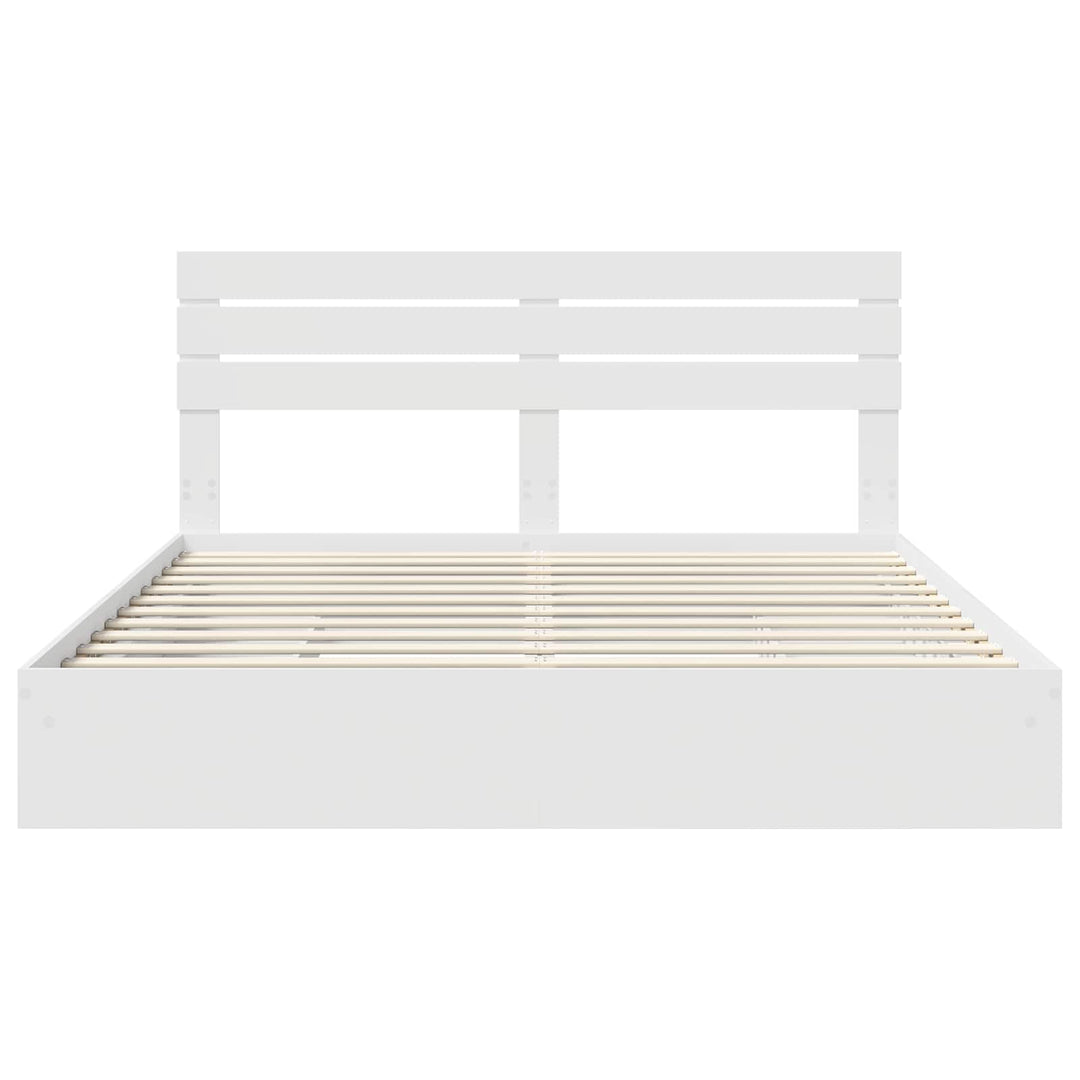 Opbevaringsseng med skuffe Hvid 180 x 200 cm Konstrueret træ