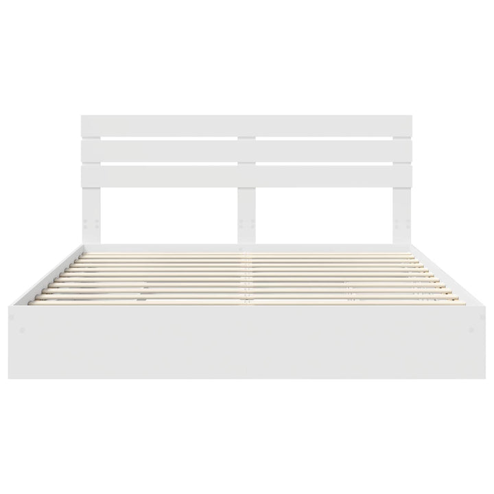 Opbevaringsseng med skuffe Hvid 180 x 200 cm Konstrueret træ