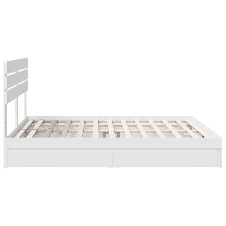 Opbevaringsseng med skuffe Hvid 180 x 200 cm Konstrueret træ