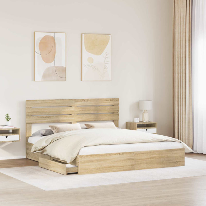 Opbevaringsseng Sonoma eg 180 x 200 cm Konstrueret træ