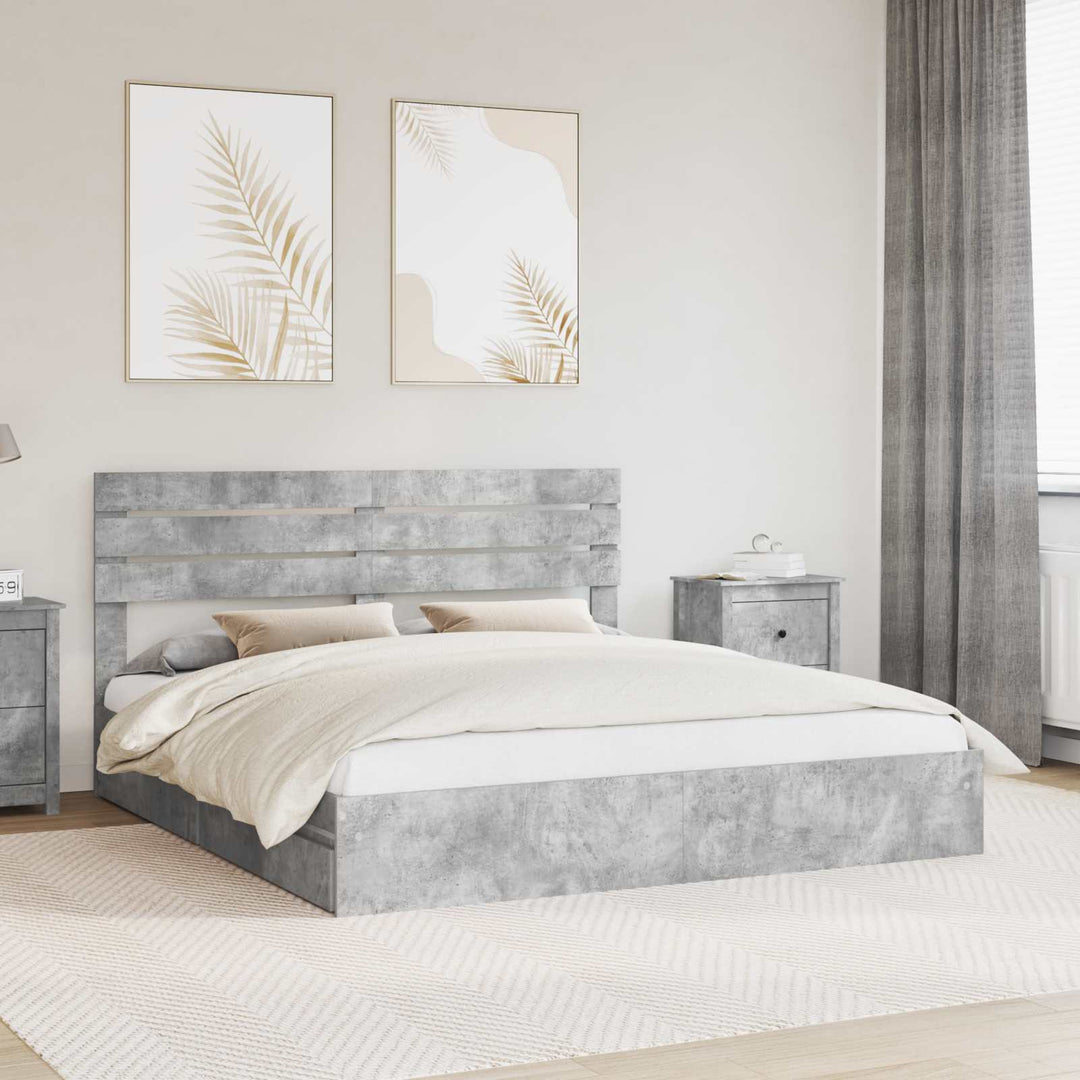 Opbevaringsseng Beton Grå 180 x 200 cm Konstrueret træ
